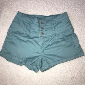 blue high waisted shorts